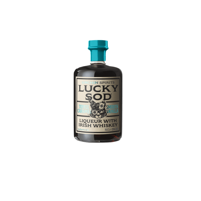 Lucky Sod Irish Whisky Liqueur, 70cl. blends dark Irish whiskey with notes of velvety vanilla, sticky toffee, and sweet caramel