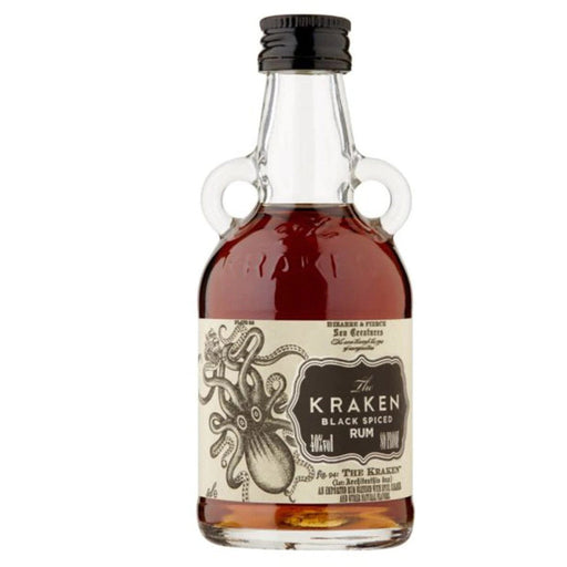 Kraken Black Spiced Rum, 5cl Miniature. Experience the might of the kraken in a 5cl miniature bottle