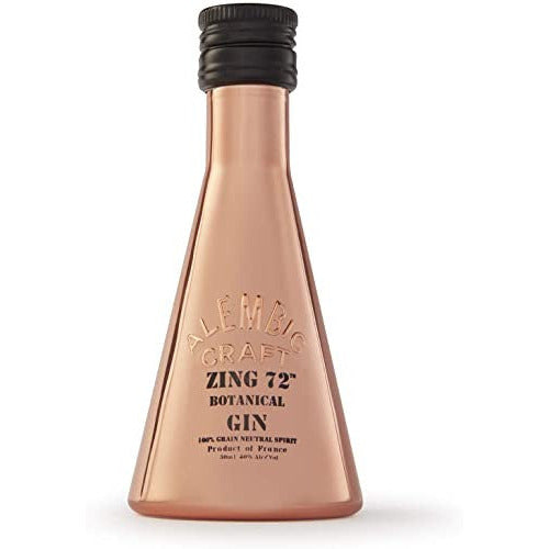 Zing 72 Miniature botanical gin alcohol mini bottle
